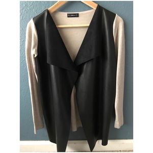 Zara open cardigan faux leather front size S
